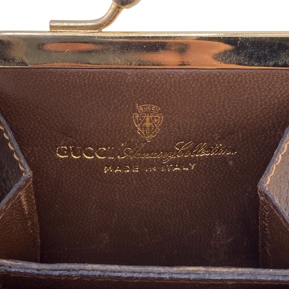 Gucci Clasp Coin Wallet Case Sherry Line GG Brown - Picture 3 of 4
